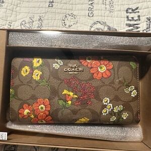 Coach Brown Zip-Around Wallet